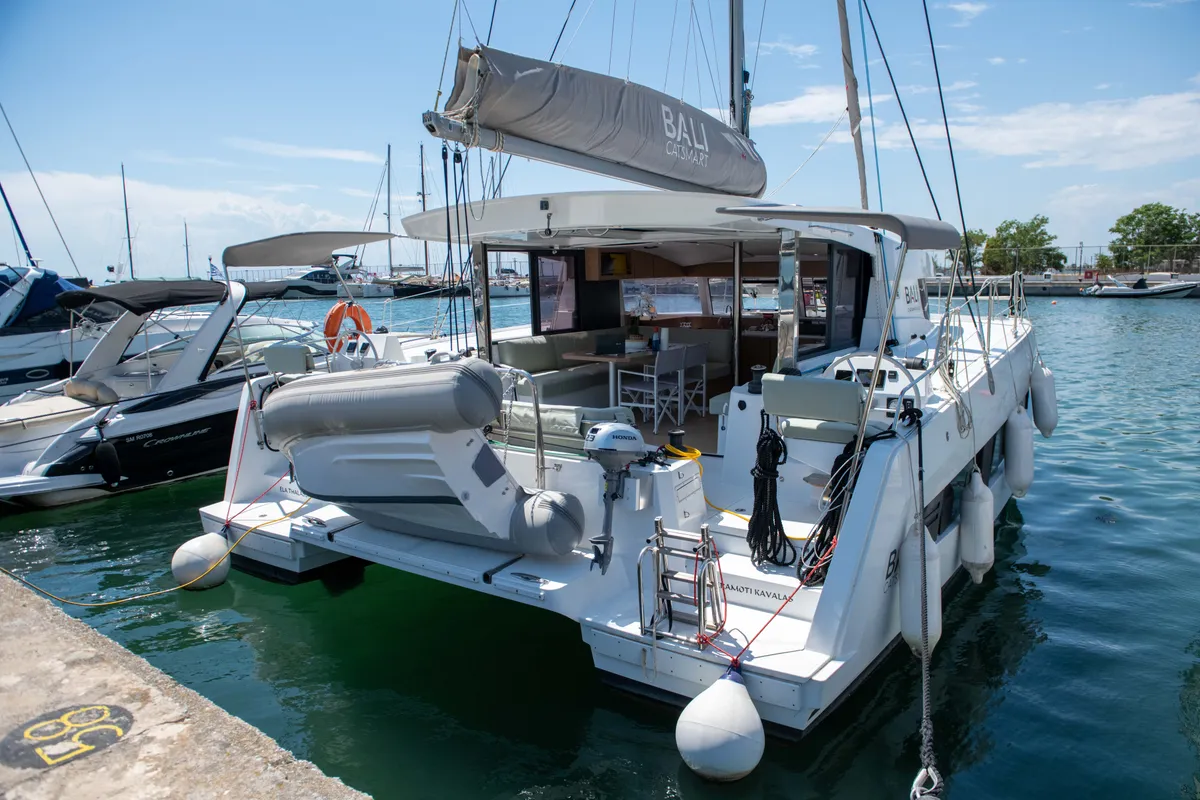 Exterior view of Ela Thalassa III, a Bali Catsmart catamaran at Municipal Unit of Lefkada, Greece