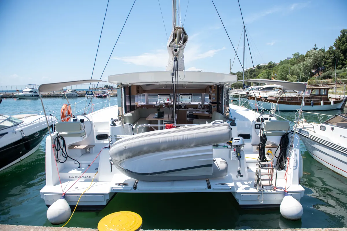 Exterior view of Ela Thalassa III, a Bali Catsmart catamaran at Municipal Unit of Lefkada, Greece