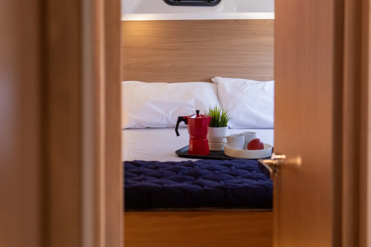 Cabin on Ela Thalassa III, a Bali Catsmart catamaran at Municipal Unit of Lefkada, Greece