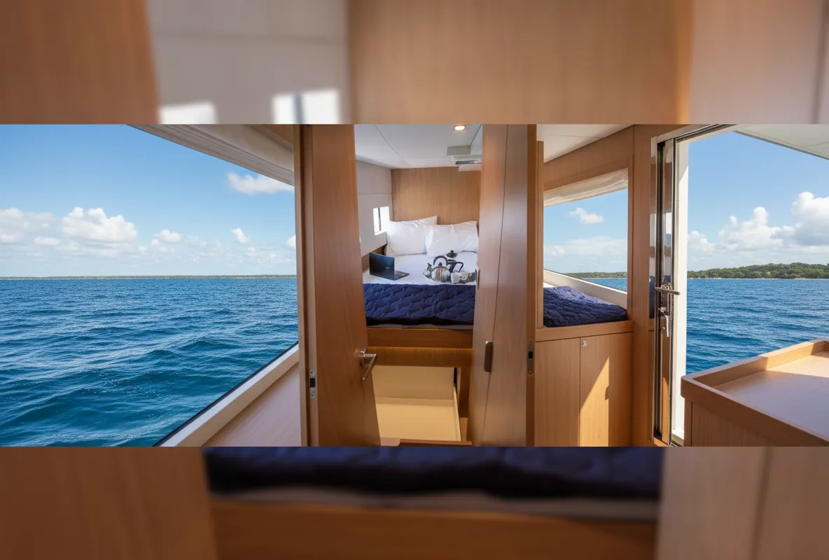 Cabin on Ela Thalassa III, a Bali Catsmart catamaran at Municipal Unit of Lefkada, Greece