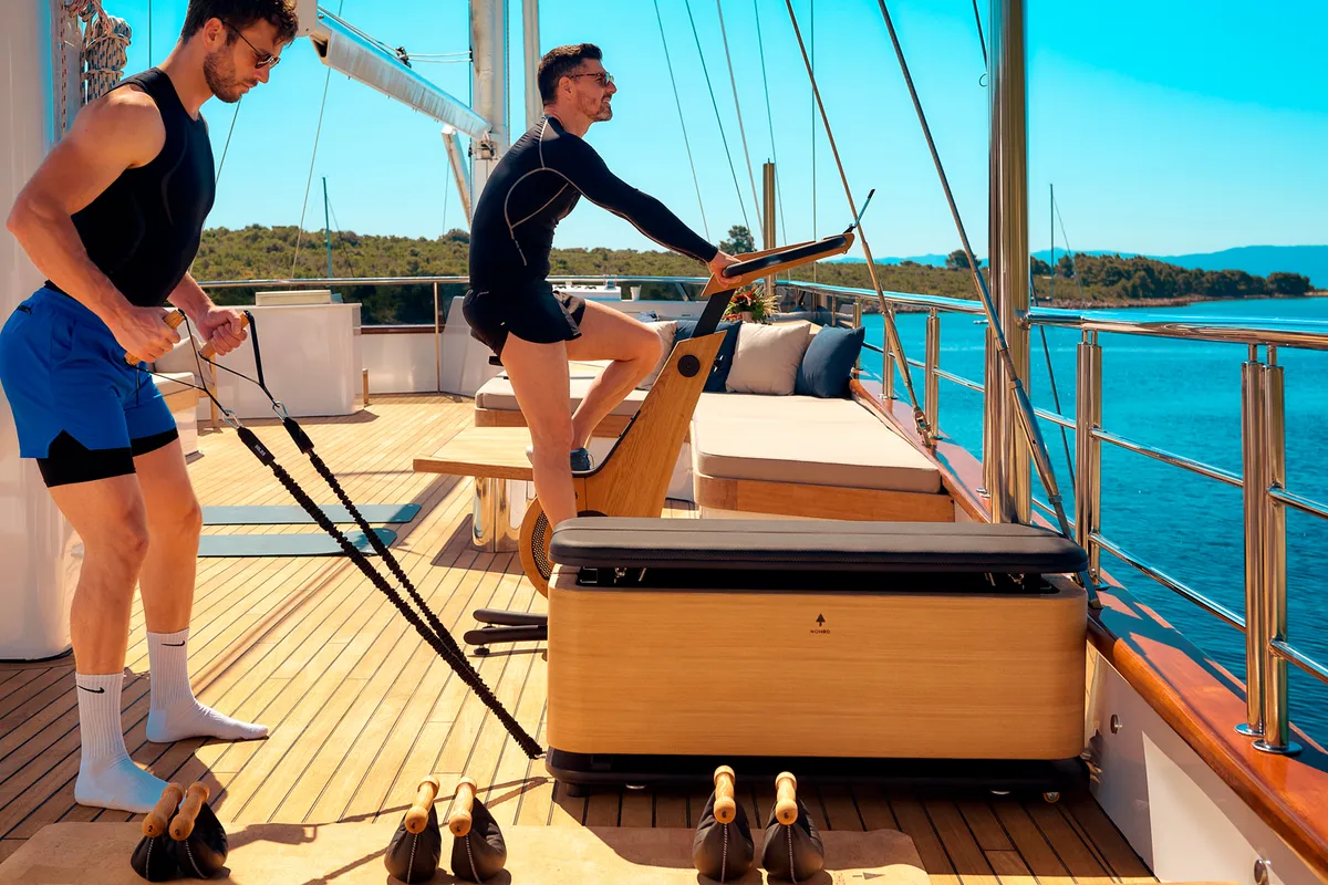 Deck of Marallure, a Gulet Motor sailer sailboat at Split, Croatia