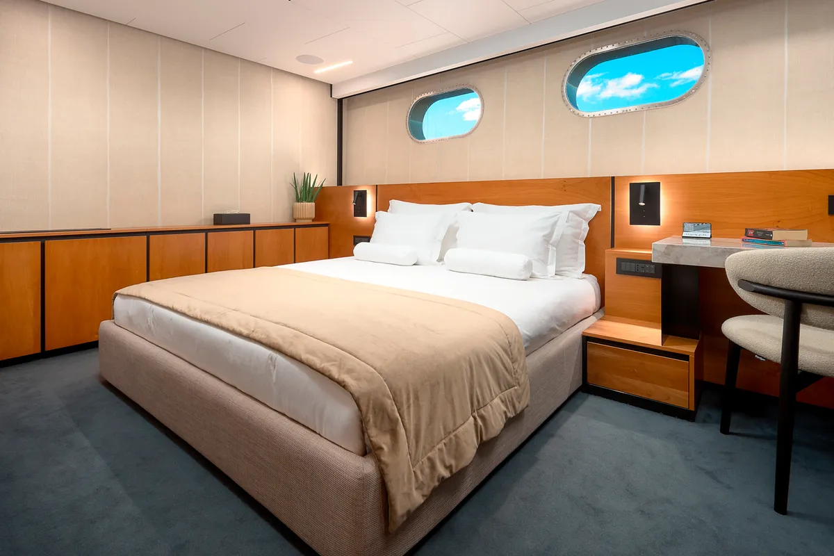 Cabin on Marallure, a Gulet Motor sailer sailboat at Split, Croatia