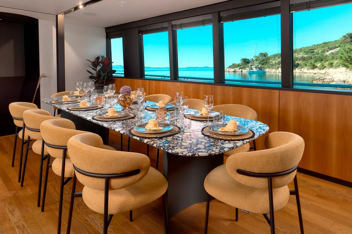 Salon of Marallure, a Gulet Motor sailer sailboat at Split, Croatia