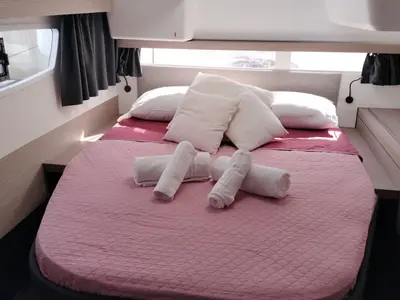 Cabin on Luna, a Fountaine Pajot Isla 40 catamaran at Cagliari, Italy