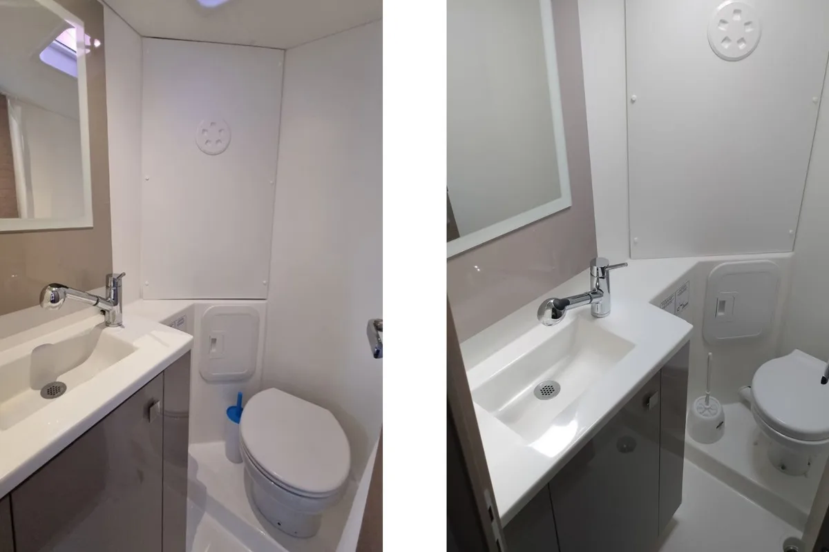 Head on Luna, a Fountaine Pajot Isla 40 catamaran at Cagliari, Italy