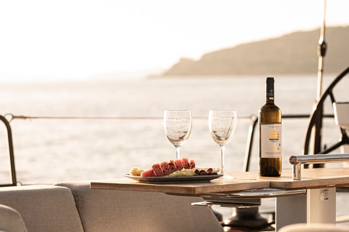 Deck of Izanami, a Beneteau First Yacht 53 sailboat at Lavrion, Greece