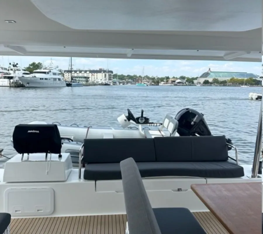 Deck of Zensation, a Fountaine Pajot Tanna 47 catamaran at Chesapeake, United States