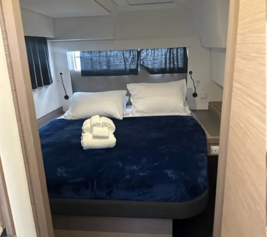 Cabin on Zensation, a Fountaine Pajot Tanna 47 catamaran at Chesapeake, United States