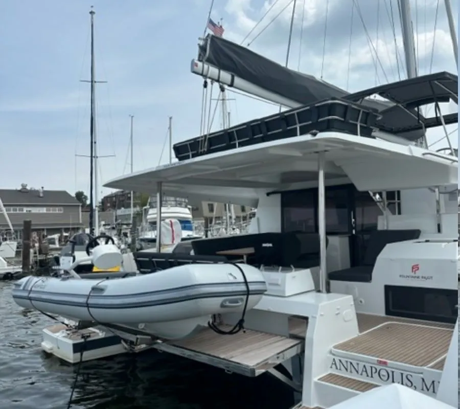 Exterior view of Zensation, a Fountaine Pajot Tanna 47 catamaran at Chesapeake, United States