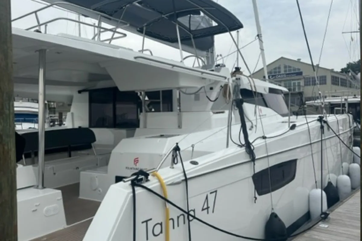 Exterior view of Zensation, a Fountaine Pajot Tanna 47 catamaran at Chesapeake, United States