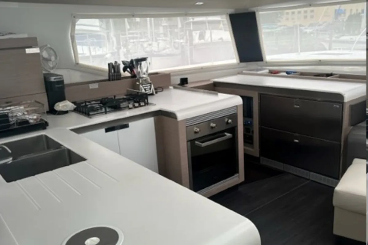 Galley of Zensation, a Fountaine Pajot Tanna 47 catamaran at Chesapeake, United States