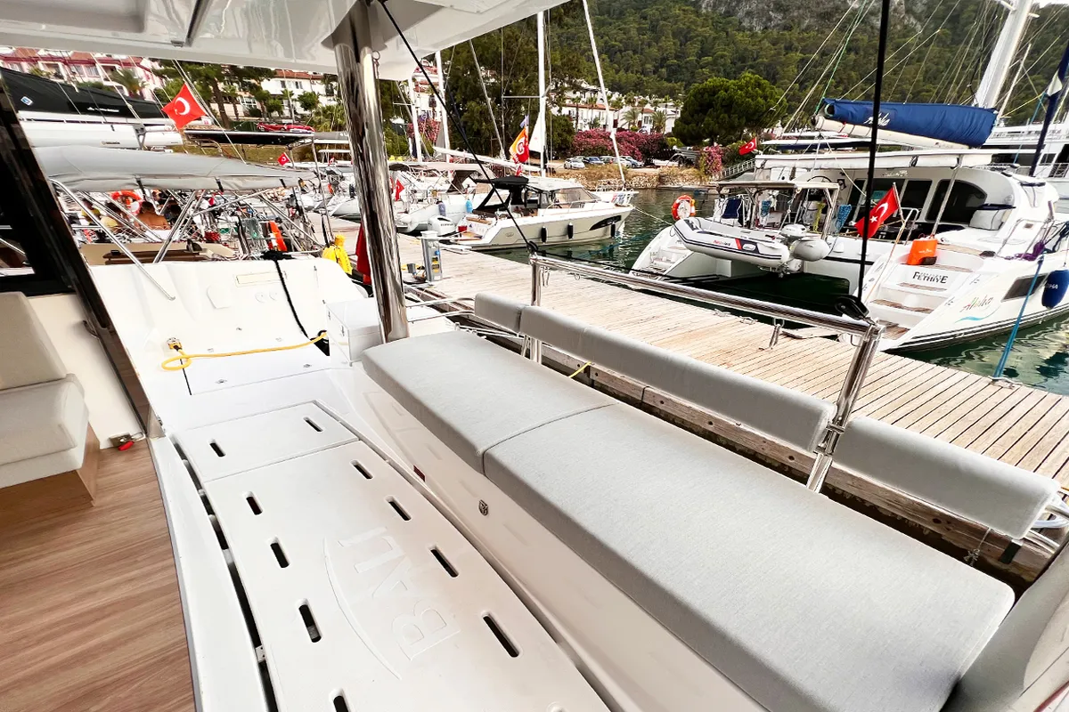 Deck of Bali, a Bali 4.8 catamaran at Fethiye, Turkey