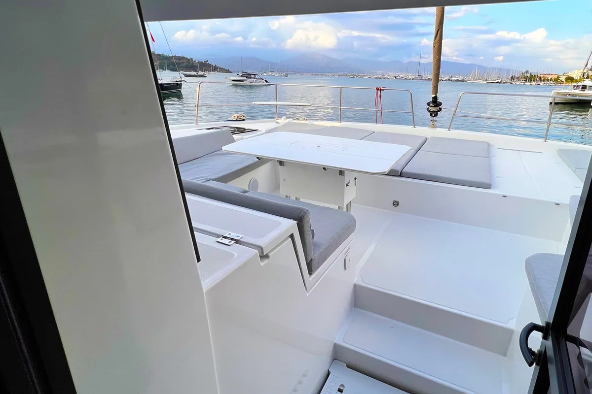 Deck of Bali, a Bali 4.8 catamaran at Fethiye, Turkey