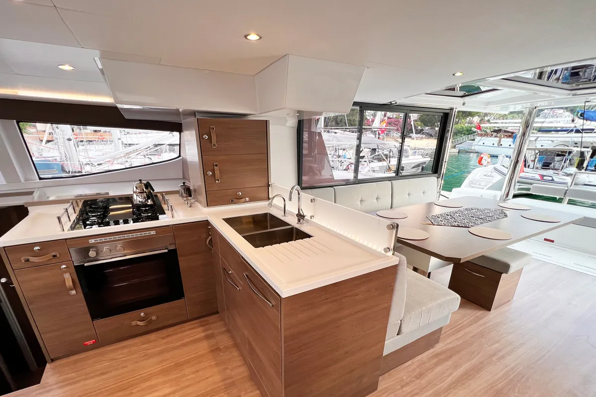 Galley of Bali, a Bali 4.8 catamaran at Fethiye, Turkey