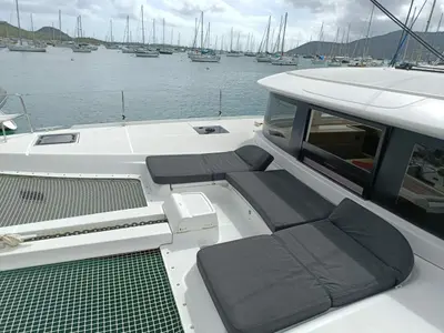 Deck of Dare, a Lagoon 46 - 4 + 2 cab. catamaran at Le Marin, France