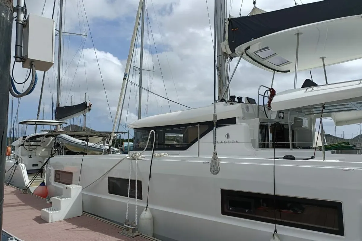 Exterior view of Dare, a Lagoon 46 - 4 + 2 cab. catamaran at Le Marin, France