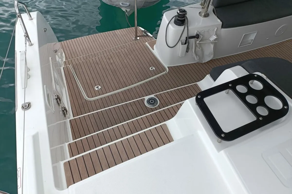 Deck of Dare, a Lagoon 46 - 4 + 2 cab. catamaran at Le Marin, France