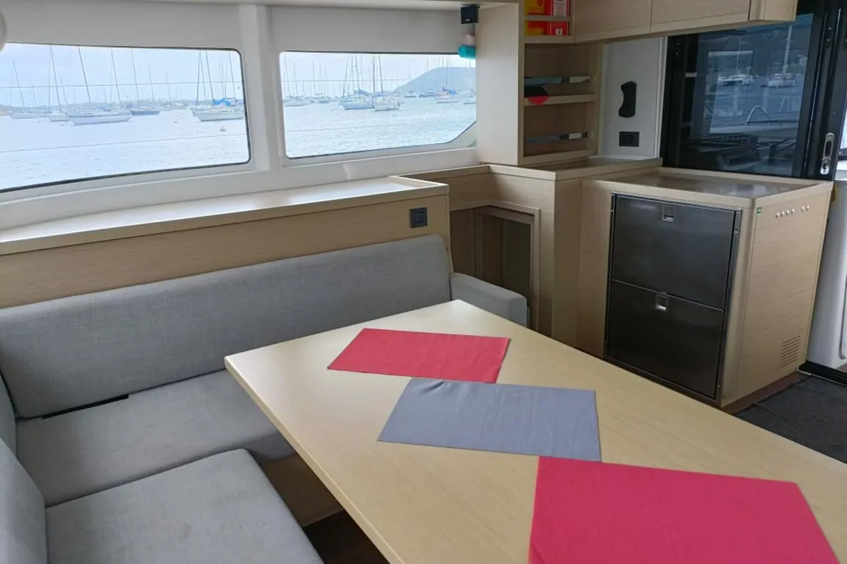 Salon of Dare, a Lagoon 46 - 4 + 2 cab. catamaran at Le Marin, France