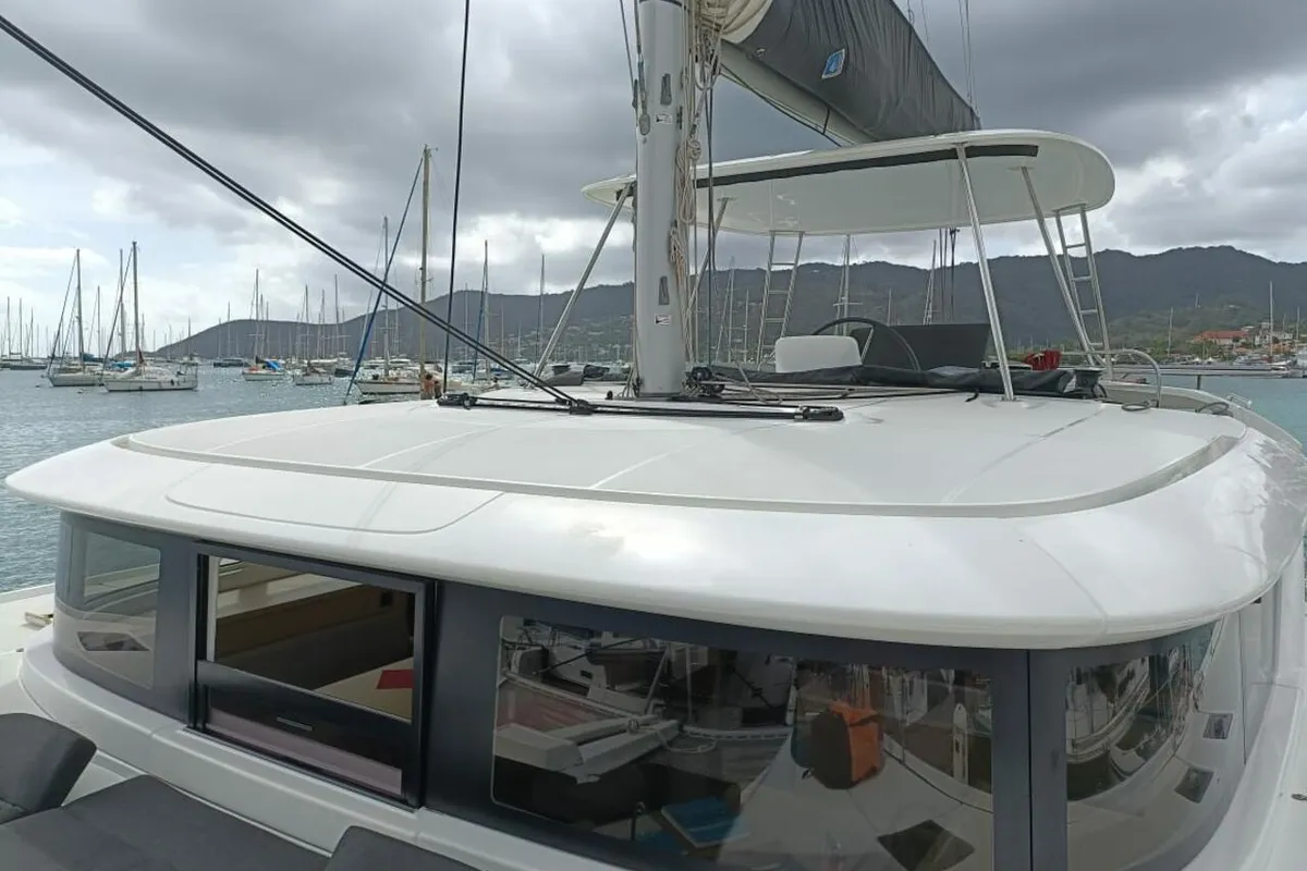 Deck of Dare, a Lagoon 46 - 4 + 2 cab. catamaran at Le Marin, France
