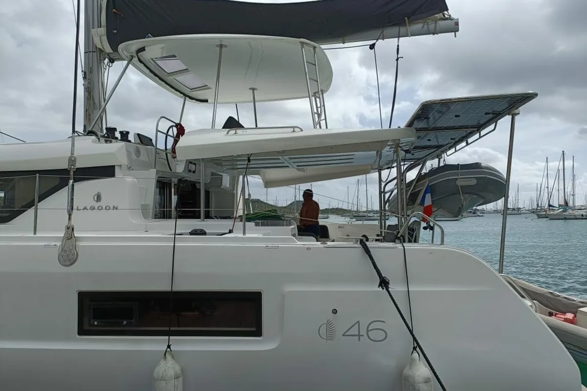 Exterior view of Dare, a Lagoon 46 - 4 + 2 cab. catamaran at Le Marin, France