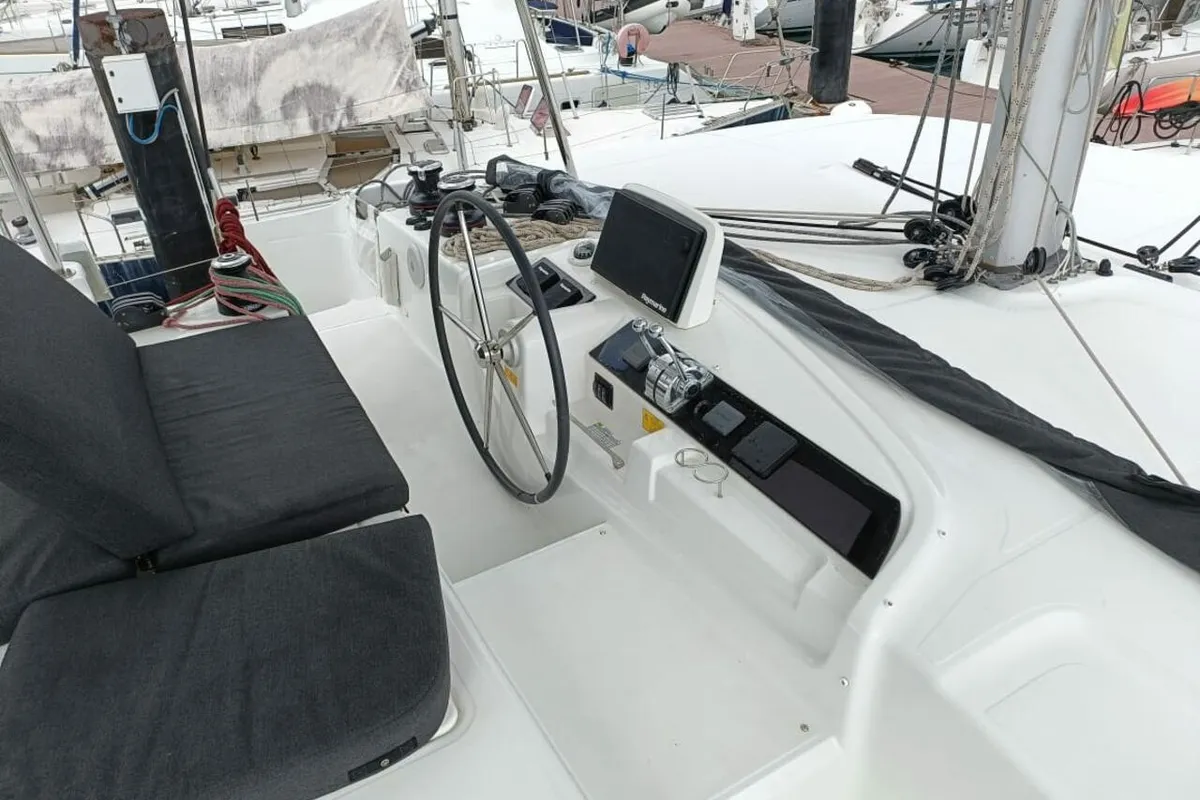 Cockpit of Dare, a Lagoon 46 - 4 + 2 cab. catamaran at Le Marin, France