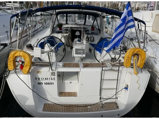 Salon of Promise, a Beneteau Oceanis 50 sailboat at Lavreotiki, Greece