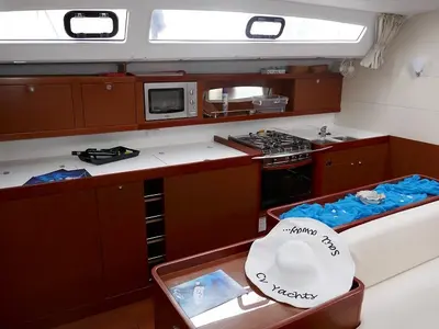 Galley of Promise, a Beneteau Oceanis 50 sailboat at Lavreotiki Municipal Unit, Greece