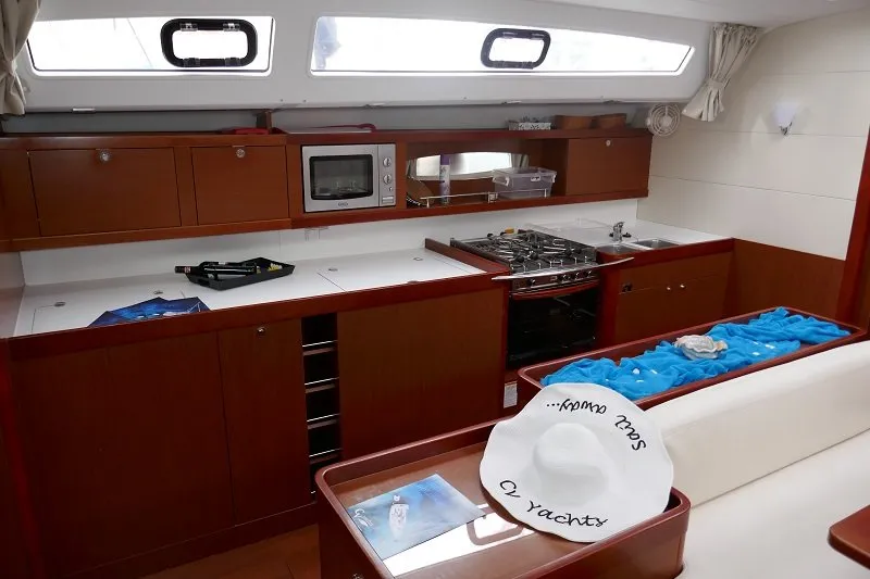 Galley of Promise, a Beneteau Oceanis 50 sailboat at Lavreotiki Municipal Unit, Greece