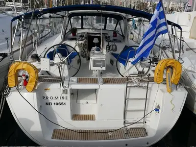 Cockpit of Promise, a Beneteau Oceanis 50 sailboat at Lavreotiki Municipal Unit, Greece