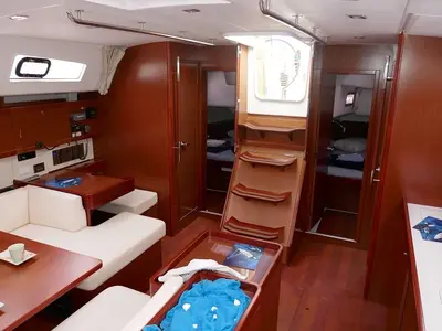 Salon of Promise, a Beneteau Oceanis 50 sailboat at Lavreotiki Municipal Unit, Greece