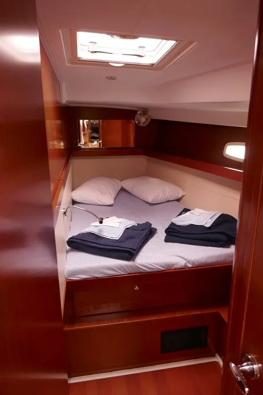 Cabin on Promise, a Beneteau Oceanis 50 sailboat at Lavreotiki Municipal Unit, Greece