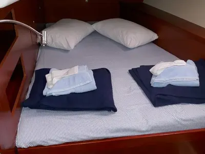 Cabin on Promise, a Beneteau Oceanis 50 sailboat at Lavreotiki Municipal Unit, Greece