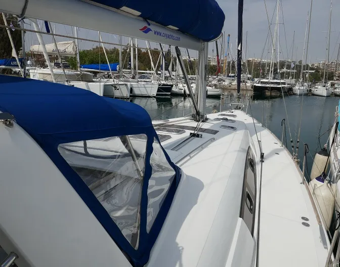 Promise, a Beneteau Oceanis 50 sailboat at Lavreotiki, Greece