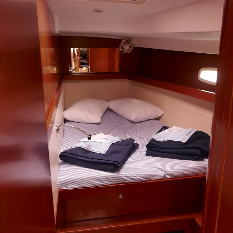 Deck of Promise, a Beneteau Oceanis 50 sailboat at Lavreotiki, Greece