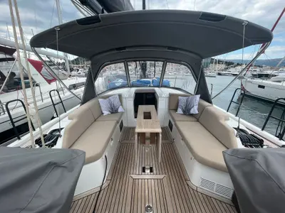 Deck of Beneteau First 44, a sailboat at Split, Croatia