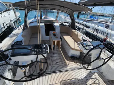 Cockpit of Beneteau First 44, a sailboat at Split, Croatia