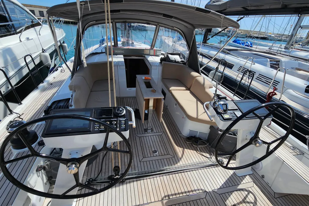 Cockpit of Beneteau First 44, a sailboat at Split, Croatia