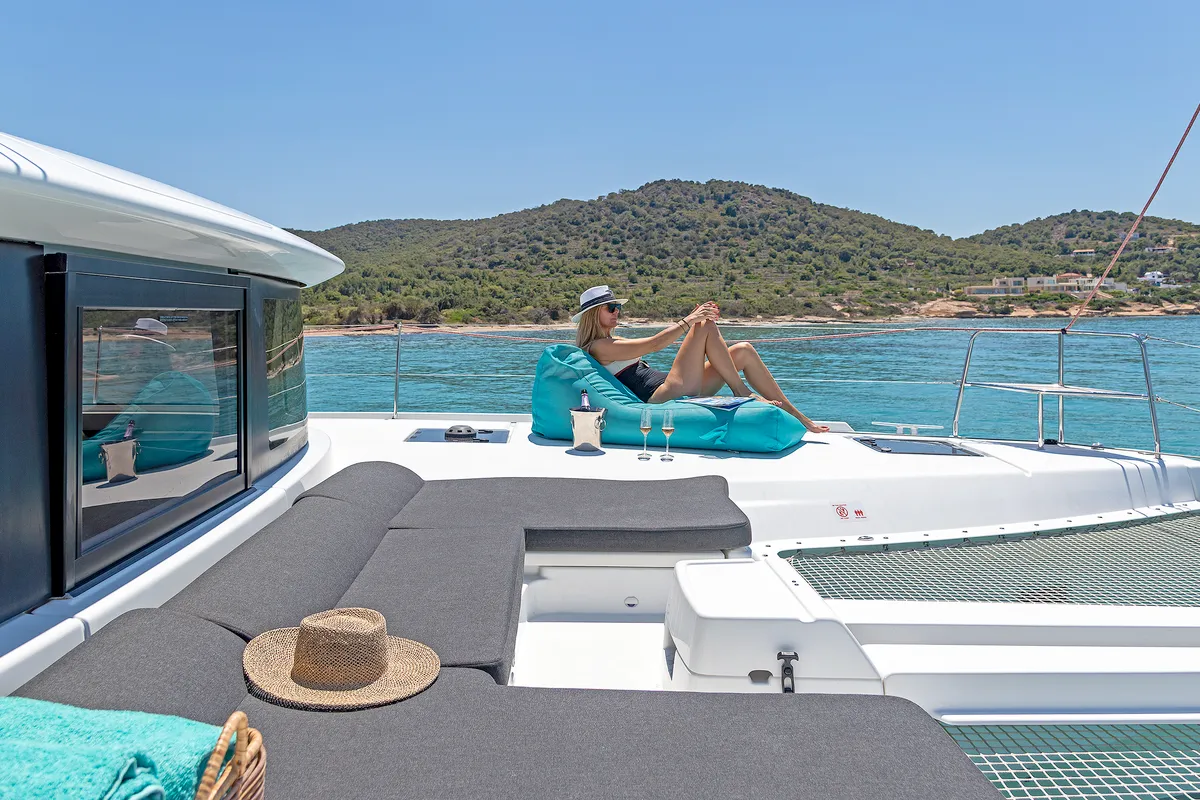 Deck of My Star, a Lagoon 46 catamaran at Athens, Greece