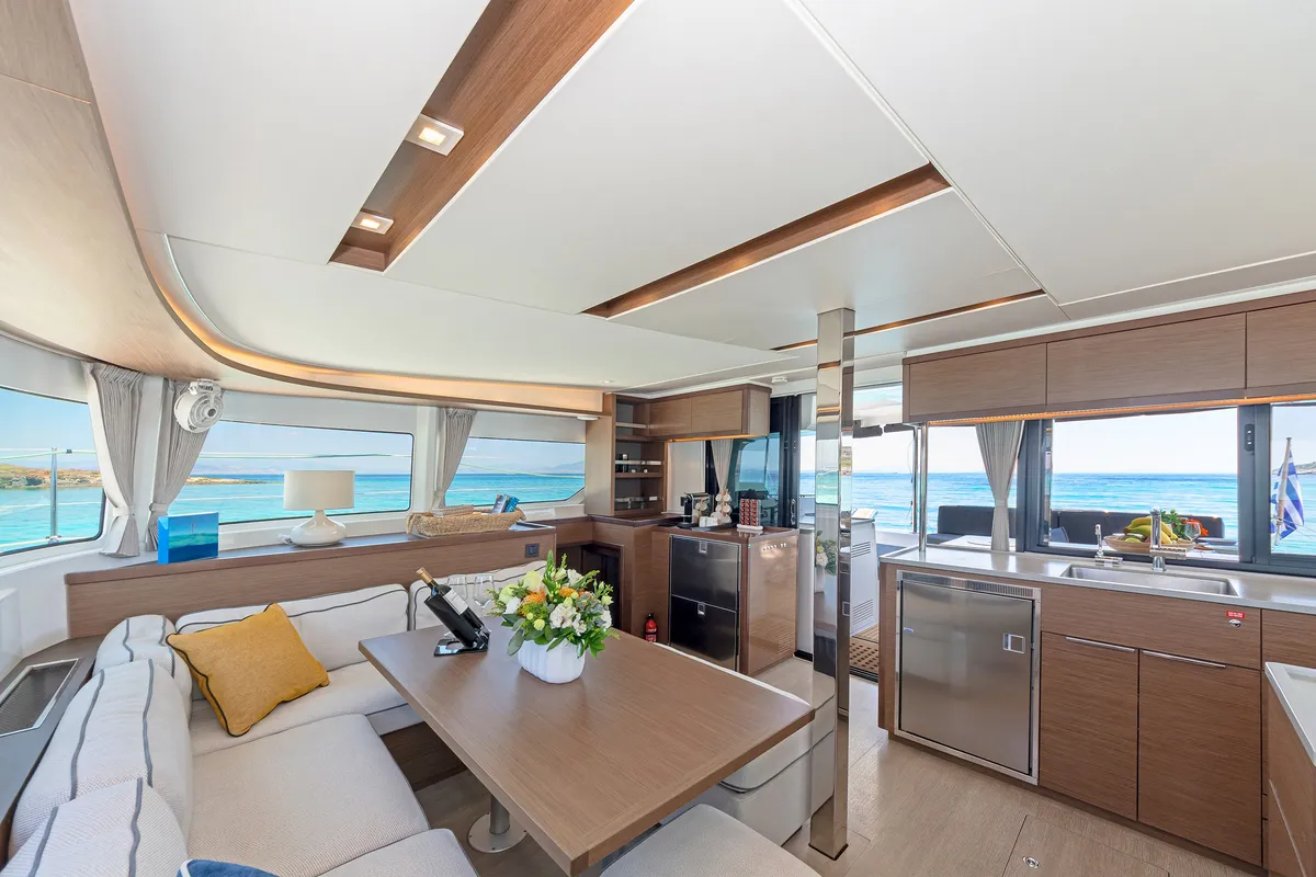 Salon of My Star, a Lagoon 46 catamaran at Athens, Greece