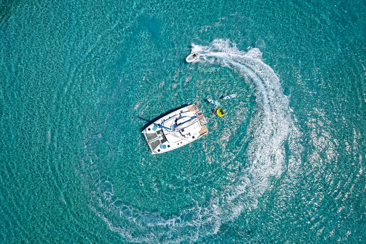 Exterior view of My Star, a Lagoon 46 catamaran at Athens, Greece