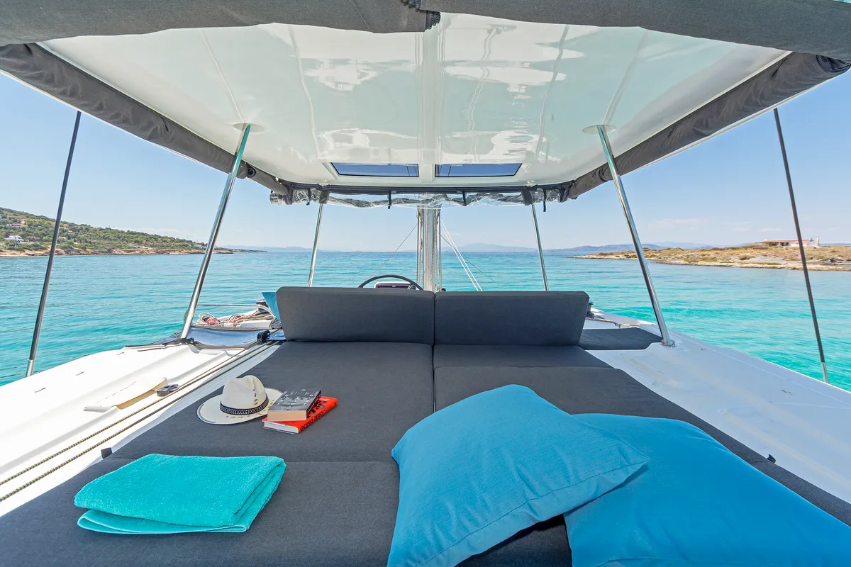Deck of My Star, a Lagoon 46 catamaran at Athens, Greece