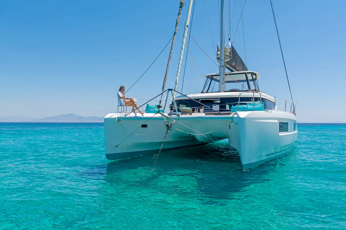 Exterior view of My Star, a Lagoon 46 catamaran at Athens, Greece