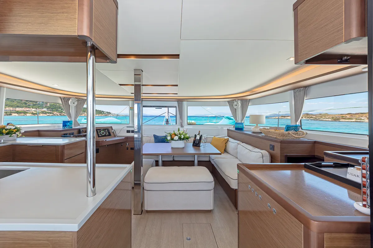 Salon of My Star, a Lagoon 46 catamaran at Athens, Greece