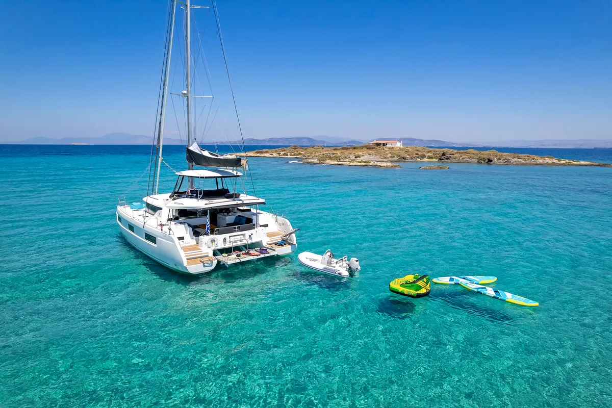 Exterior view of My Star, a Lagoon 46 catamaran at Athens, Greece