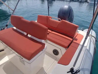 Deck of Joker Boat Coaster 650 Plus, a Joker Boat Coaster 650 Plus RIB at Općina Sukošan, Croatia