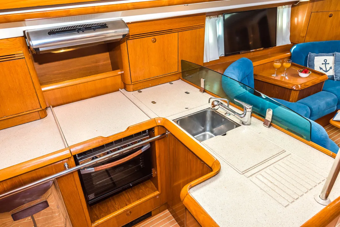Galley of Vika, a Jeanneau Sun Odyssey 54 DS sailboat at Pirovac, Croatia
