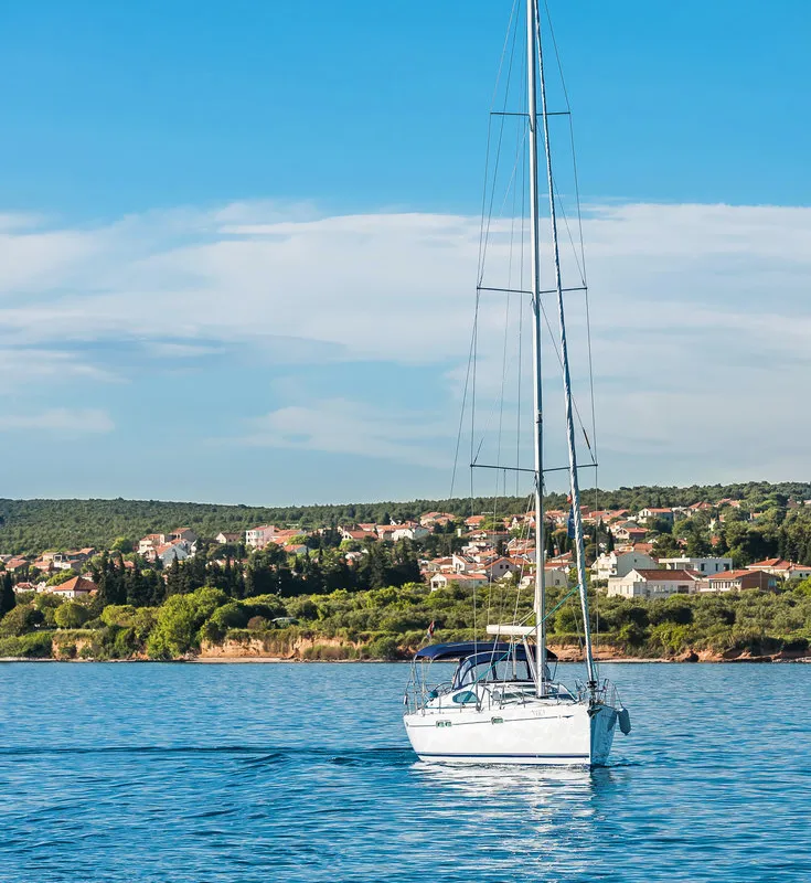 Exterior view of Vika, a Jeanneau Sun Odyssey 54 DS sailboat at Pirovac, Croatia
