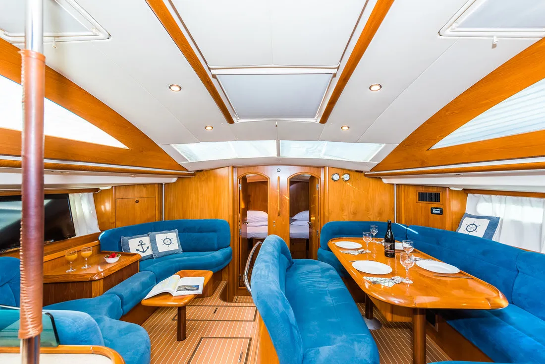 Salon of Vika, a Jeanneau Sun Odyssey 54 DS sailboat at Pirovac, Croatia