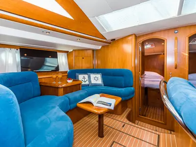 Salon of Vika, a Jeanneau Sun Odyssey 54 DS sailboat at Pirovac, Croatia