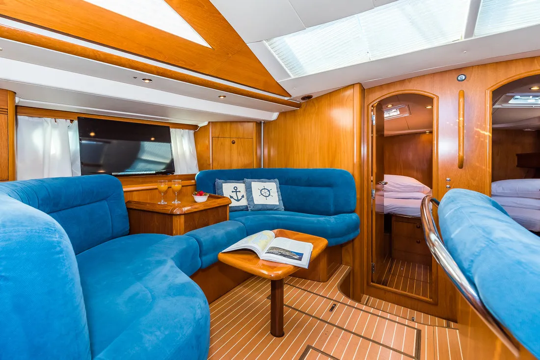 Salon of Vika, a Jeanneau Sun Odyssey 54 DS sailboat at Pirovac, Croatia
